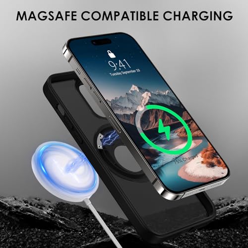 SupVict for Magnetic iPhone 11 Pro Max Case, iPhone 11 Pro Max Phone Case [Compatible with MagSafe] Rotatable Ring Holder Kickstand Shockproof Women Men Girl Boy Drop Protective 11ProMax Cover, Black