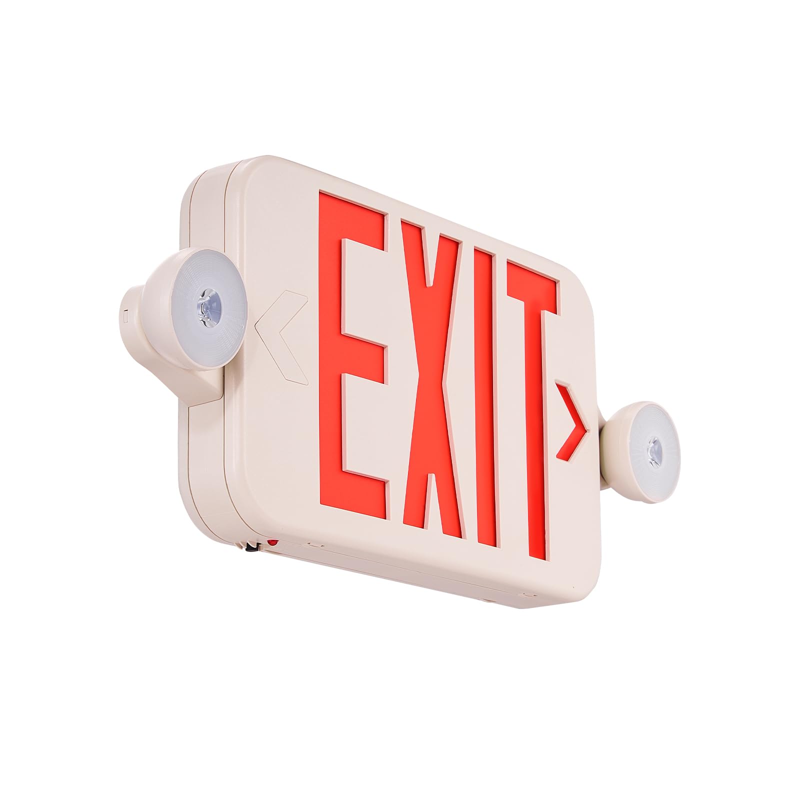 VEVOR LED Exit Sign with Emergency Lights, Two LED Adjustable Heads Emergency Exit Light with Battery Backup, Combo Red Letter Fire Exit Lighting, Commercial Exit Signs, 4 Pack