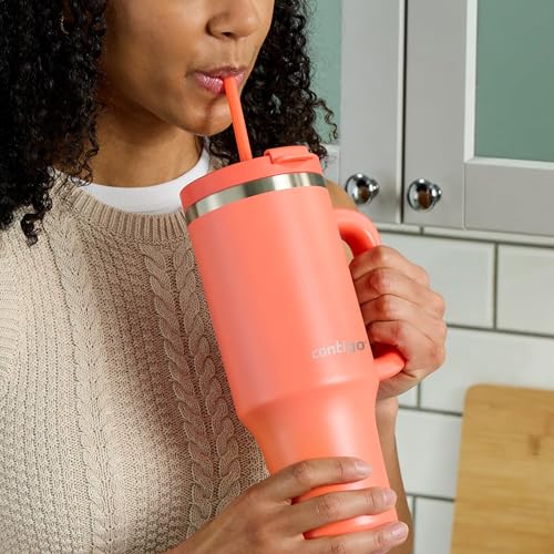 Contigo Streeterville 40oz Tumbler, Stainless Steel Vacuum Insulated, Leak-Proof, Cold for 29 Hours, Coral