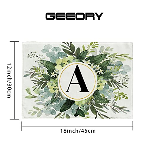 GEEORY Monogram Letter M Table Runner 48 Inch, Eucalyptus Farmhouse Sping Summer Table Runners Rustic Holiday Kitchen Dining Decorations for Indoor Outdoor Dinner Party Décor GT047-48