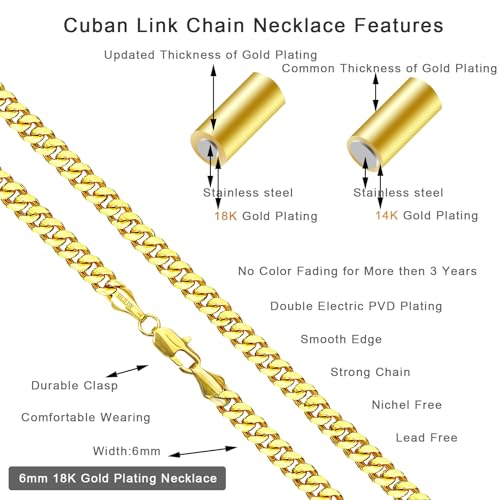 SILILUN Cuban Link Chain for Men 14K Gold Miami Curb Chain Durable Necklace Hip Hop Jewelry (14K Gold,4mm 18inches)