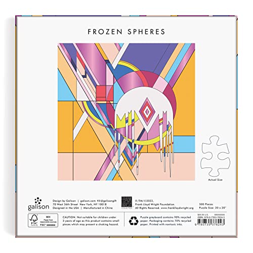 Galison Frank Lloyd Wright Frozen Spheres – 500 Piece Foil Puzzle with Beautiful Shimmering and Geometric Artwork with Gold Foil Accents