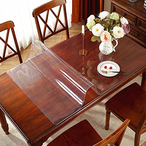 OstepDecor Clear Table Cover 2mm Thick, 36 x 84 Inch Table Protector for Dining Room Table, Clear Table Cloth Protector, Plastic Table Pad, Clear Vinyl Tablecloth Protector for Kitchen Wood Table