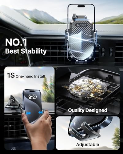 andobil Car Phone Holder (Bumpy Roads Friendly) Military-Grade Cell Phone Car Mount Ultimate Phone Holders for Your Car Dashboard Windshield Vent Car Mount for iPhone 16 Pro Max/15/14/13/12, Samsung