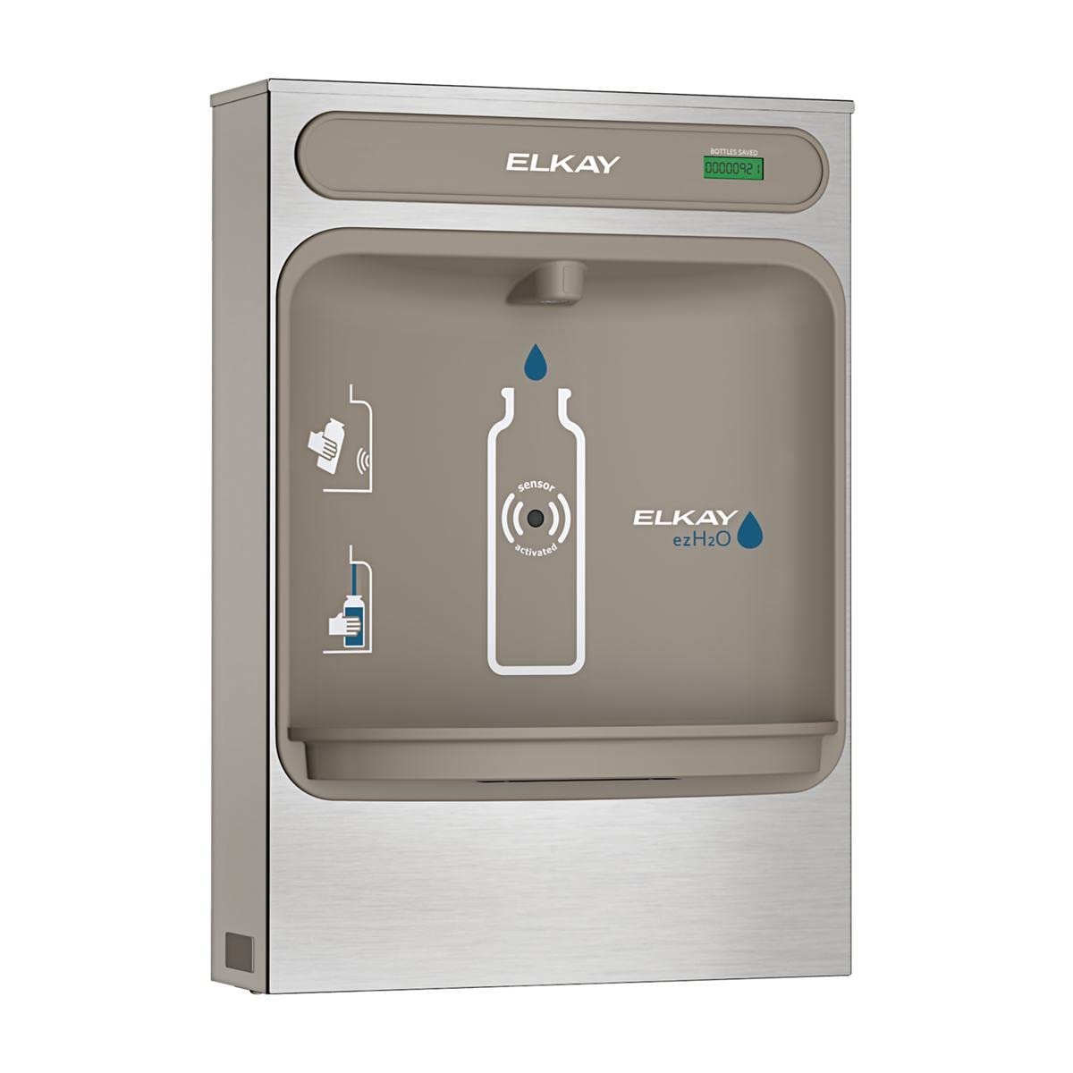 Elkay EZWSSM EZH2O Surface Mount Bottle Filling Station, Non-Filtered, Non-Refrigerated, Stainless