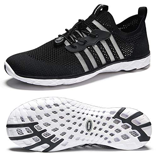 SUOKENI Men's Quick Drying Slip On Water Shoes for Beach or Water Sports Blackwhite,Size:US 7/EU 40