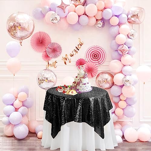 Pufogu 50"x50" Pink Sequin Tablecloth Square Glitter Pink Table Cloths for Birthday Wedding Bridal Baby Shower Party Decorations