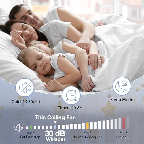 Hoenofly 52” Smart Wood Low Profile Ceiling Fan with Lights Remote,Quiet DC Motor,Outdoor Indoor Flush Mount Ceiling Fans Controlled by WIFI Alexa App,Modern Black for Bedroom Living Room Patio Porch