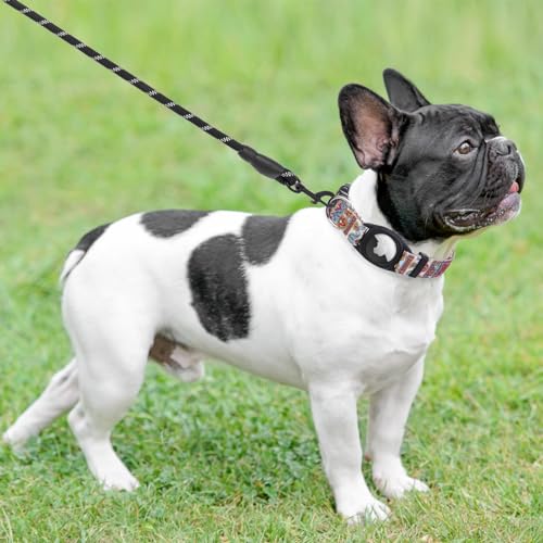 SCENEREAL Airtag Dog Collar for Small Medium Dogs, Dog Collar with Durable Airtag Holder, Compatible Apple Air Tag, Anti-Lost Adjustable Soft Comfortable Unique Style, Floral XS