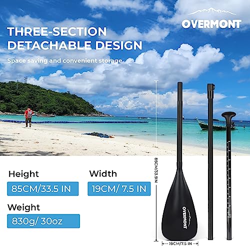 Overmont SUP Paddle Carbon Fiber - 3 Piece Adjustable Stand Up Paddleboard Paddle - Lightweight Adjustable Durable Paddle Oar