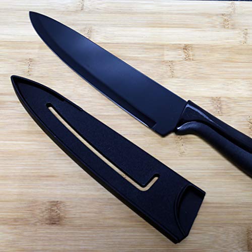 Chef Craft Premium Chef Knife with Sheath, 8 inch blade 13.5 inches in length, Black