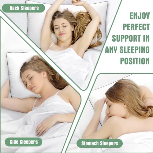 Higoom Standard Size Bed Pillows for Sleeping Set of 4,4 Pack Great Support Luxury Hotel Pillows for Side,Stomach and Back Sleepers.