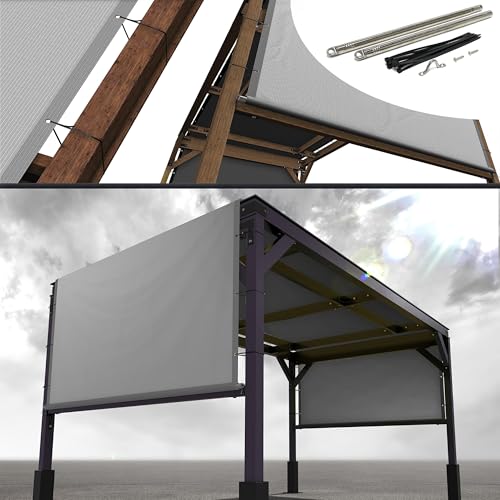 Royal Shade 8' W x 14' L Grey Waterproof Pergola Sun Shade Canopy Replacement Cover, 220 GSM Cloth for Outdoor Patio, 95% UV Blockage, Includes Stainless Steel Weighted Rods (We Customize)
