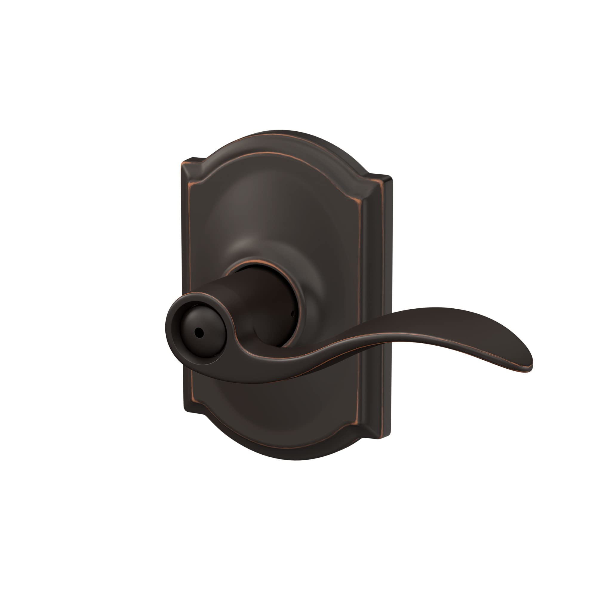 Schlage F40 ACC 716 CAM Accent Door Lever with Camelot Trim, Bed & Bath Privacy Lock, Aged Bronze