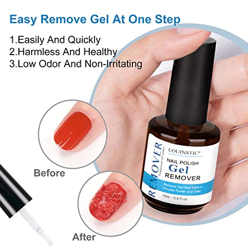 LOUINSTIC Gel Nail Polish Remover Kit - (3 Pack) Gel Polish Remover for Nails, 3-5 Minutes Easy Quick Gel Nail Remover, 0.5 oz