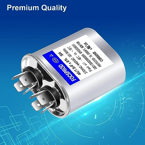 45+7.5 uF 45/7.5 MFD ±6% 370V/440V CBB65 AC Capacitor, Dual Run Round Capacitor Replacement, 45 7.5 uF 440 Volt HVAC Capacitor for AC Unit Fan Motor Start or Heat Pump or Condenser Straight Cool