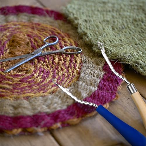 Maosifang Latch Hook Tool Crochet Needle Hook Knitting Tool Kit for Rug Making and Art Crafts,3 Pack 6.3 Inch Blue