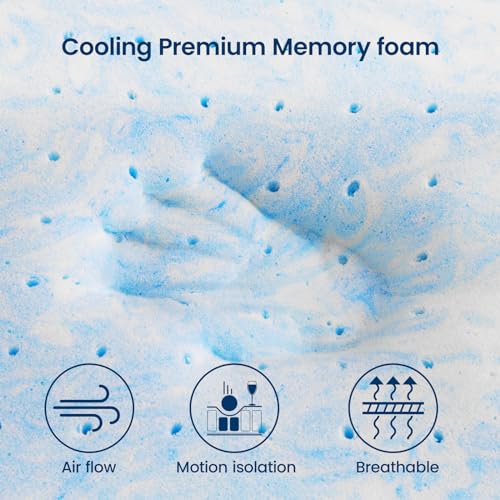 Memory Foam Mattress Topper Twin 2 Inch - Flexpedic Cooling Gel Foam Mattress Topper Twin Pad for Back Pain Relief - Ventilated and Breathable - CertiPUR-US Certified - Soft & Blue