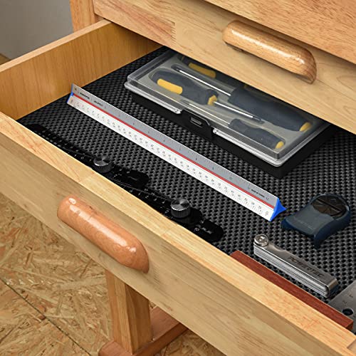 POWERTEC Non Slip Mat for Woodworking, Anti-Slip Drawer Shelf Liner, 24 x 48in Router Mat, Grip Mat for Shelves, Tool Box, Cabinet, Router, Drawer, Sander, Work Bench - Black (71014)