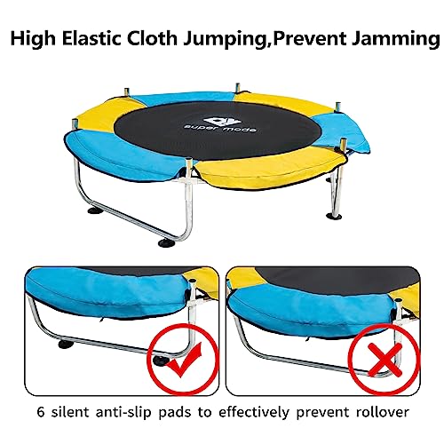 Trampoline for Kids, 5FT Adjustable Toddler Trampoline, Indoor/Outdoor Baby Trampoline with Enclosure Net, No-Gap Safe Design, Gifts for Boys & Girls (Pink) (Yellow Blue)