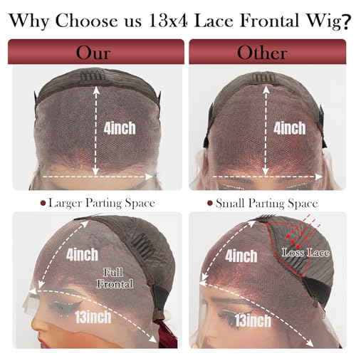 Gemlong 34 inch 99j Burgundy Lace Front Wigs Human Hair 13x4 HD Lace Front Wigs Human Hair 200 Density Burgundy Wig Human Hair for Black Women Body Wavy Human Hair 12A Glueless Brazilian Virgin Hair