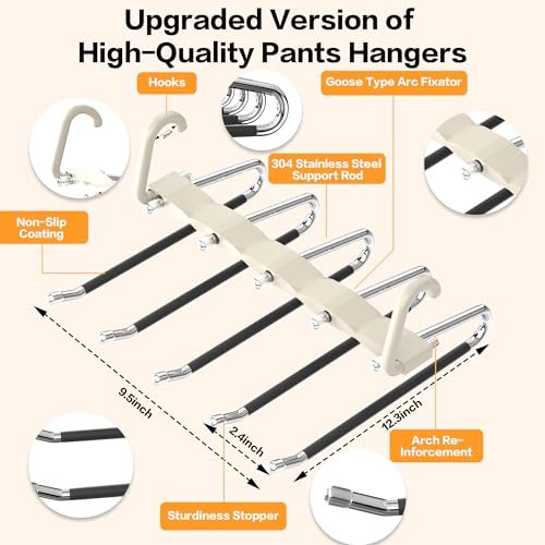 Pants Hangers Space Saving - 2 Pack for Closet Organizer