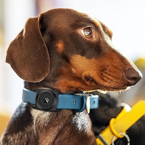 Airtag Dog Collar Holder, [1 Pack] Waterproof Protective Case for Apple AirTag, Durable & Lightweight with Full-Body Protection, Soft Silicone, Black
