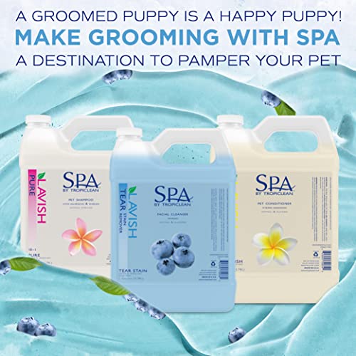TropiClean SPA Tear Stain Remover for Dogs | Blueberry Facial Shampoo | Odor Eliminator | Tearless | Whitening and Brightening | Made in USA | 1 Gallon