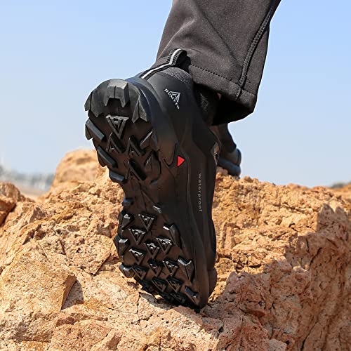 HUMTTO Men's All-Terrain Waterproof Hiking Shoes Lightweight Breathable Trekking Trails Shoes Anti Slip Outdoor Shoes 13 Light Grey