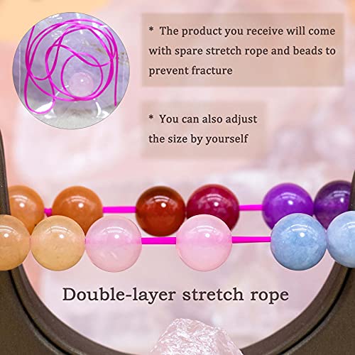 DAZCOLO 8mm Natural Gemstone Stretch Bracelet, Handmade Unisex Crystal Bracelets for Meditation, Yoga, Spiritual Healing & Positive Energy (Purple Turquoise Magnesite)