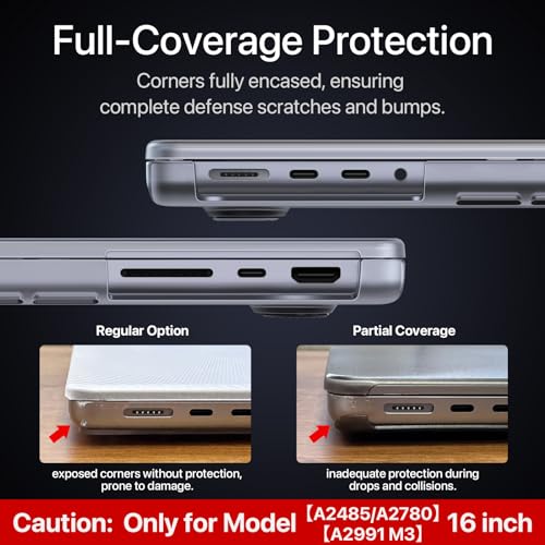 Soonjet Invisible Armor for MacBook Pro 16 inch Case 2023-2021 M3 Pro/Max A2991 M2 A2780 M1 A2485 Same as Bare Device [Scientific Slim] Protective Hard Shell Case Cover for Laptop - Matte Clear