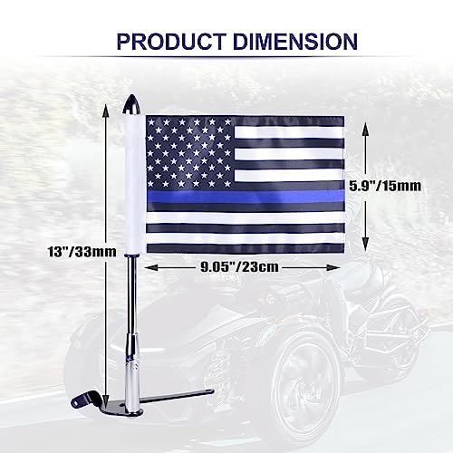 Hutexico For Spyder F3 LTD Flag Pole Mount Kit, 2 Pack Foldable Spyder Trunk Stainless Flagpole Bracket With 6 Flags USA Flag For Can-Am Spyder F3-Limited 2017-2023, Spyder RT 2020-2023 (Chrome)