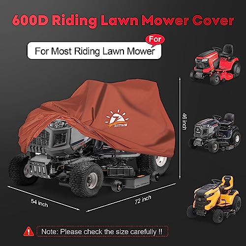 Zettum Riding Lawn Mower Cover - Lawn Tractor Cover Heavy Duty& Waterproof, 600D Outdoor Mower Cover Universal fit with Storage Bag for John Deere, EGO, Toro, Craftsman, Husqvarna, Honda and More