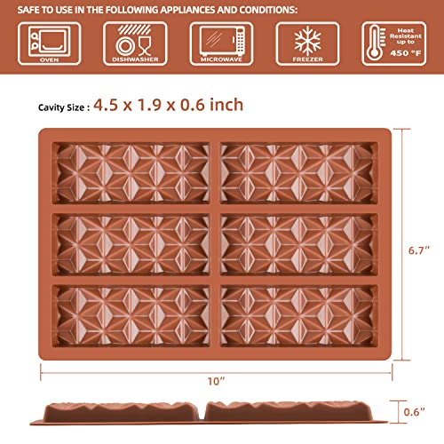 Fimary 1 Pc Chocolate Bar Mold Deep Dubai Break Apart Candy Molds Thick Stuffed Silicone Molds for Filling Knafeh Pistachio Chocolate Bar and Wax Melts Large (Pyramid Shape)