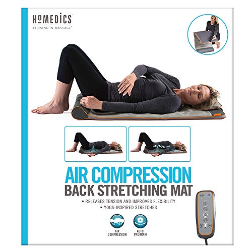 Homedics Yoga Fitness Back and Lumbar Stretching Mat with Air Compression and 3 Levels of Intensisty, Silver