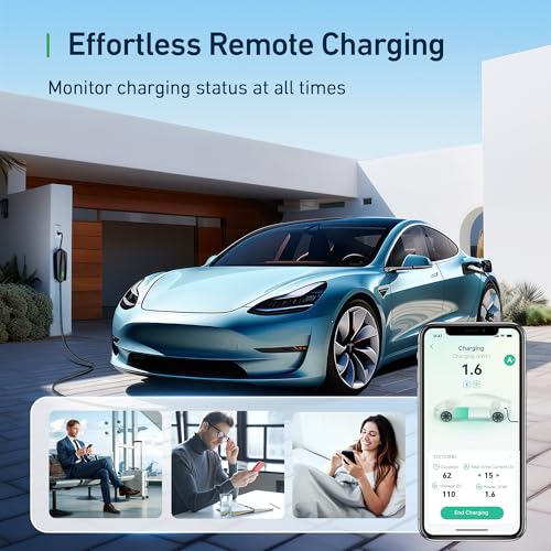 Tesla Charger Level 1 EV Charger for Tesla 110V 15 Amp WiFi/APP Enabled Mobile Connector with NEMA 5-15 Plug 19ft Cord Compatible with All Tesla Models 3/Y/X/S