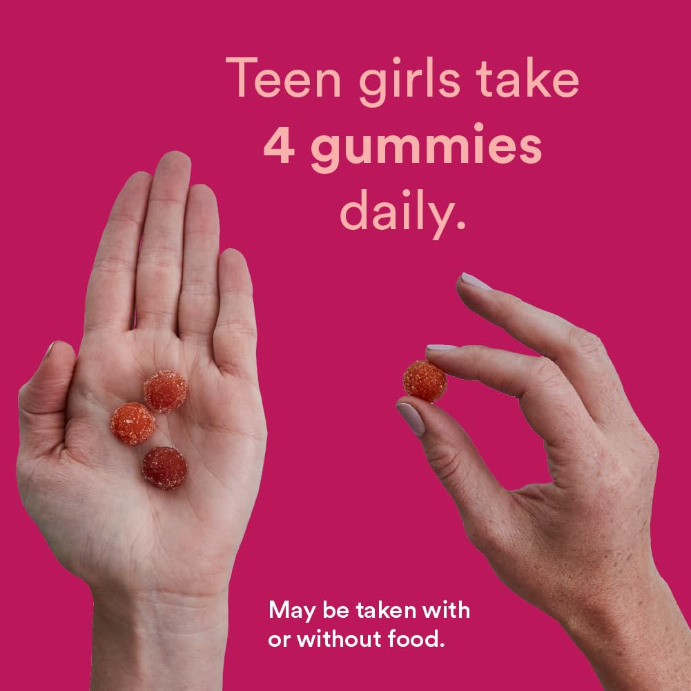 SmartyPants Teen Girl Multivitamin Gummies: Omega 3 Fish Oil (EPA/DHA), Vitamin C, D3, B12, Vitamin A, K & Zinc, Gluten Free, Includes Biotin to Support Hair, Skin & Nails, 120 Count (30 Day Supply)