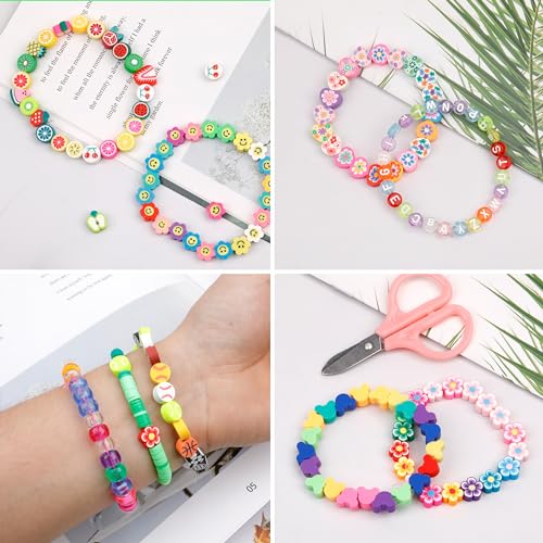 GMMA Flower Polymer Clay Beads Bracelet Making Cute Fun Spacer Beads for Jewelry Making, 180pcs Beads for Necklace Bracelets Earrings Key Chains Making DIY Accessories for Women