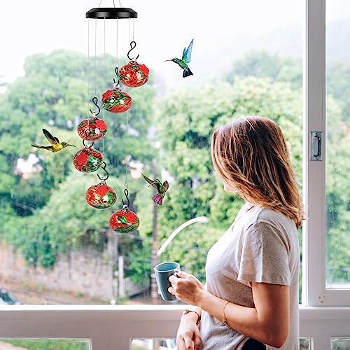 Headak Life Charming Wind Chimes Hummingbird feeders for Outdoors Hanging ant and bee Proof,Never Leak,Perfect Garden Decor for Outside