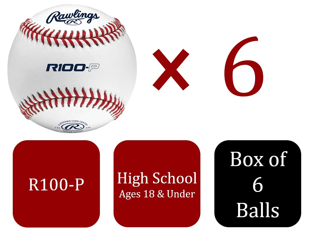 Rawlings | RAISED SEAM Practice Baseballs | R100-P | High School/Youth | 6 Count