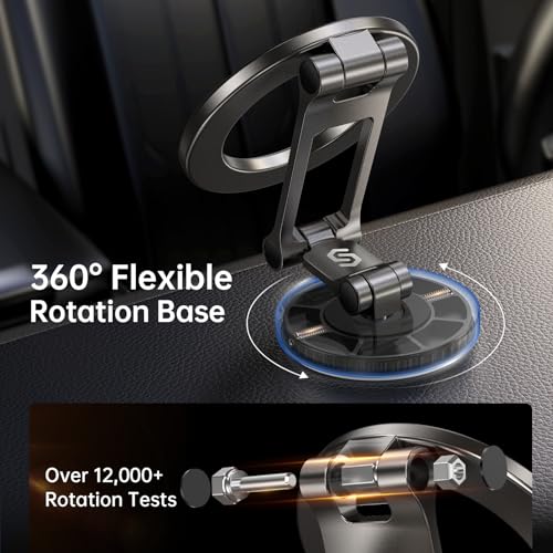 Syncwire Fits MagSafe Car Mount for Car Dash&Tesla Screen[All-Metal] Magnetic Phone Holder, [Flexible Three-axis]360° Rotation Car Mount Strong Magnets Car Phone Holder for iPhone 15 14 13 12 Pro Max