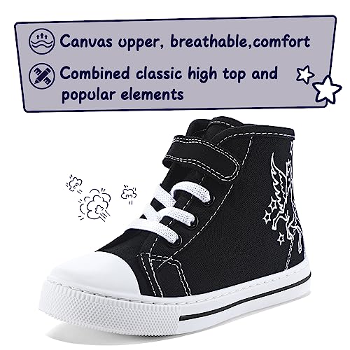 K KomForme Toddler Sneakers Girls Canvas High Top Walking Shoes with Hook and Loops Colorful