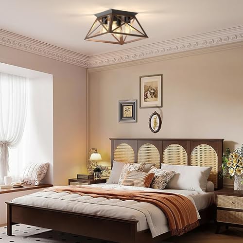 OYKYOHEI 2 Pack Semi Flush Mount Ceiling Light, 4-Light Kitchen Ceiling Lighting Fixtures, Industrial Farmhouse Closed to Ceiling Lamp for Hallway Porch Dining Room