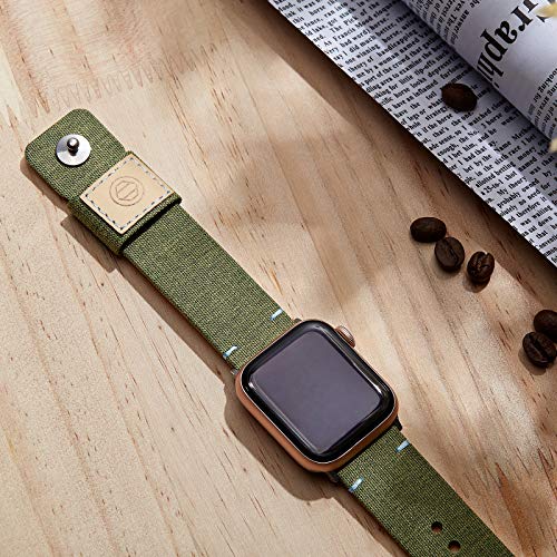 Recoppa Fabric Cloth Bands Compatible with Apple Watch 45mm 44mm 42mm, Canvas Strap with Soft Genuine Leather Lining and Snap Button for Apple iWatch Series 8/7/6/5/4/3/2/1/SE, Wine