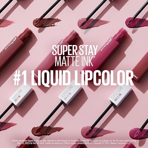 Maybelline Super Stay Matte Ink Liquid Lipstick Makeup, Long Lasting High Impact Color, Up to 16H Wear, Lover, Mauve Neutral, 1 Count