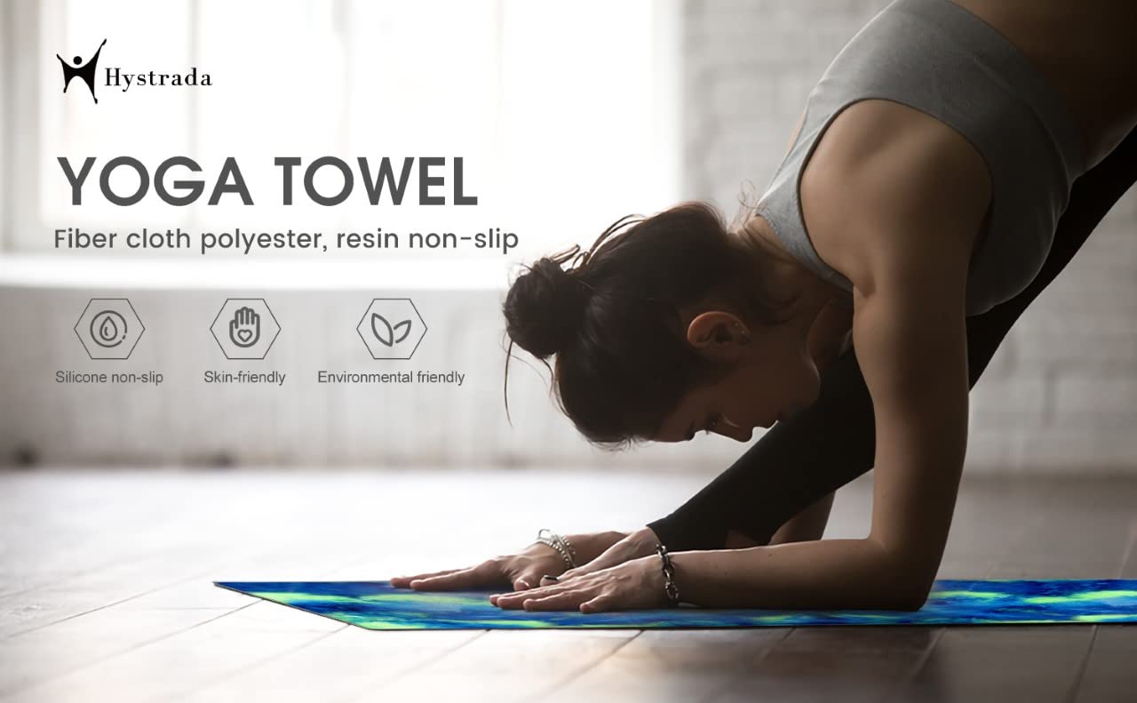 Yoga Towel - Tie-Die Textures Non-Slip Yoga Towel with Bag - Odorless and 100% Absorbent Microfiber Sweat Towel - Yoga Towel Mat for Hot Yoga, Bikram and Pilates - 24''x72'' Hot Yoga Towel