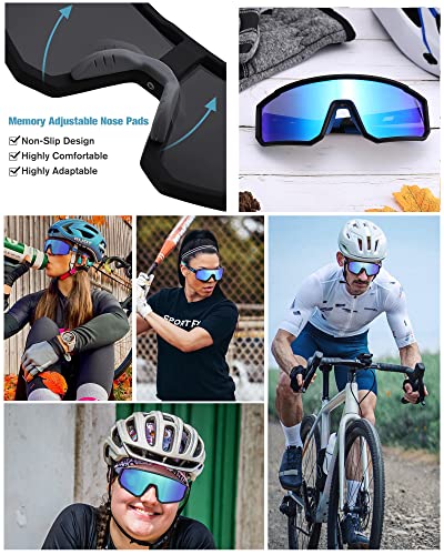 Pro Acme Polarized Sports Sunglasses for Men Women，UV Protection Lens Glasses For Baseball Fishing Cycling Running Driving Outdoor Sports（Black/Silver Mirror）