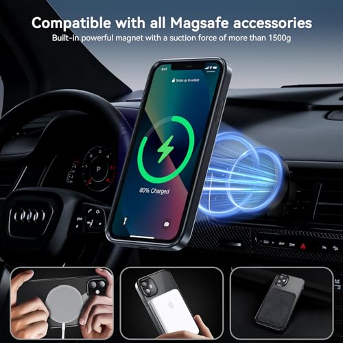 Fin2feel Magnetic Case for iPhone 11 Phone Case, with Tempered Glass Screen Protector, [Compatible with MagSafe], Military Drop Protection Shockproof Matte Back Cover for iPhone 11 6.1 inch,White