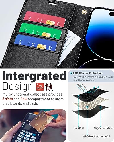 OCASE Compatible with iPhone 15 Plus Wallet Case, PU Leather Flip Folio Case with Card Holders RFID Blocking Kickstand [Shockproof TPU Inner Shell] Phone Cover 6.7 Inch 2023, Spliced Blue