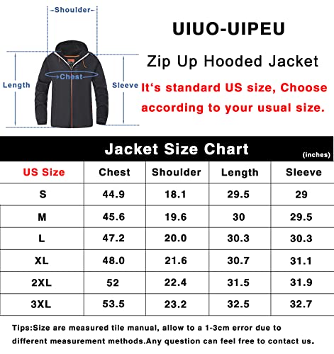 UIUO-UIPEU Men's Softshell Jackets Fleece Lined Outdoor Hooded Jackets for Men Winter Waterproof Jacket Navy Small